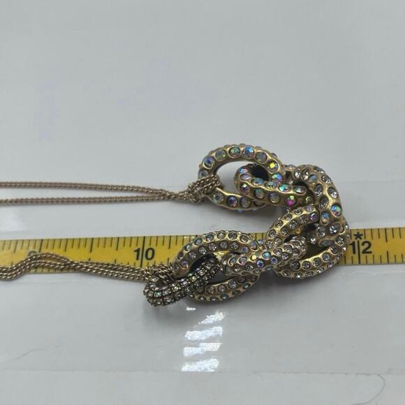 J. Crew Pave AB Rhinestone Crystal Oval Link Double Strand Necklace - Picture 13 of 14